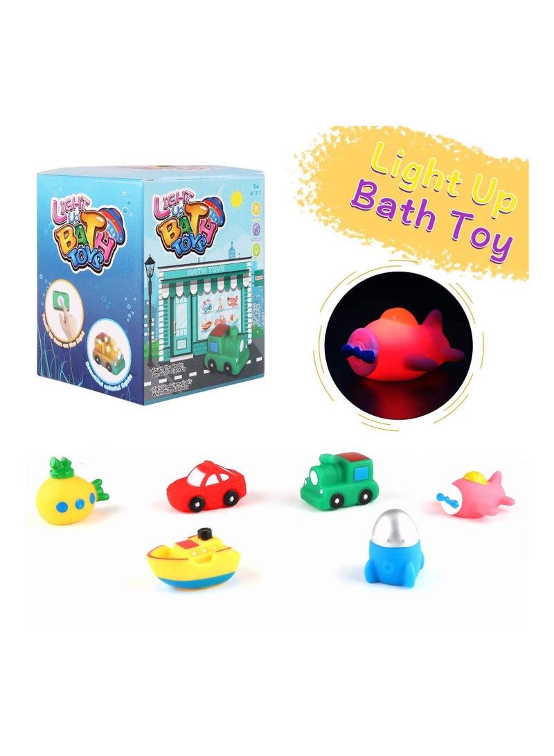Bath Toys Light Up 6 Packs Floating Bath Toys Set for Baby Toddlers Kids in Birthday Shower Pool Boys Girls Children Preschool Bathtub Bathroom