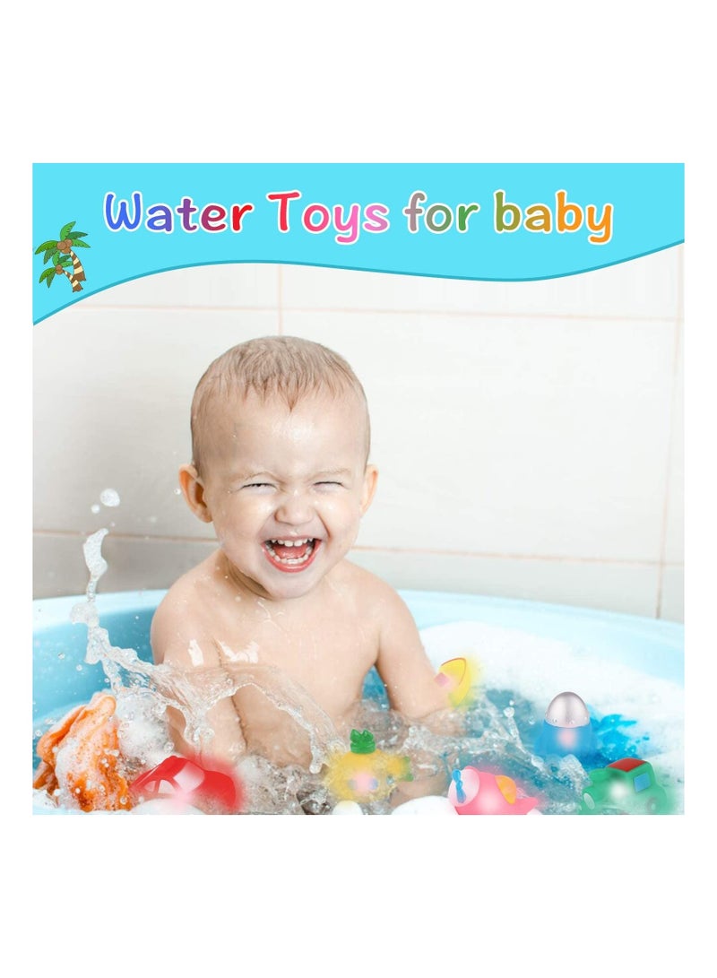 Bath Toys Light Up 6 Packs Floating Bath Toys Set for Baby Toddlers Kids in Birthday Shower Pool Boys Girls Children Preschool Bathtub Bathroom