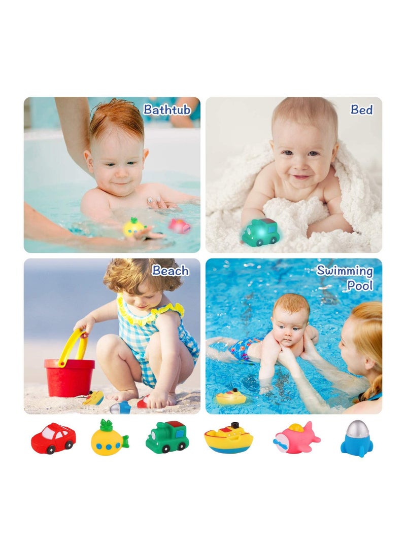 Bath Toys Light Up 6 Packs Floating Bath Toys Set for Baby Toddlers Kids in Birthday Shower Pool Boys Girls Children Preschool Bathtub Bathroom