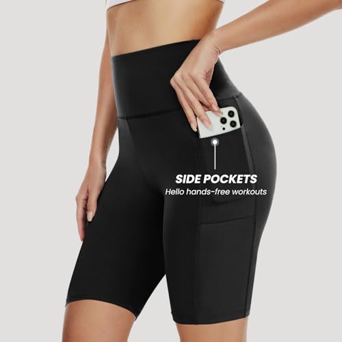 YOLIX 3 Pack Biker Shorts for Women – 8" Black High Waisted Tummy Control for Gym Workout Athletic Cheerleading Yoga - Image 3