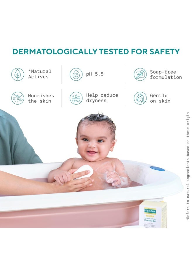 EQUALSTWO by Zydus Baby Cleansing Bar (75gx2) for Nourishing, Baby Bath Soaps with Coconut Oil & Shea Butter for All Skin Types, Soap-free, PH 5.5, Dermatologically Tested, No Parabens No Sulphates, (Pack 1) - Image 3