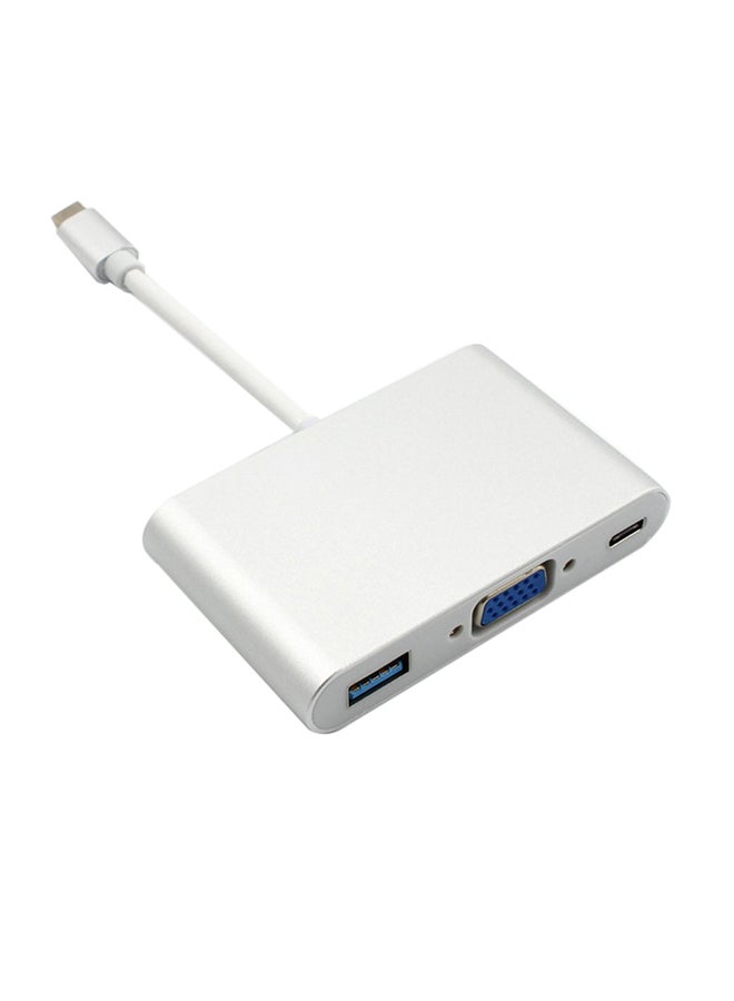 3-In-1 USB 3.1 Type C To VGA Charging Video Adapter Silver