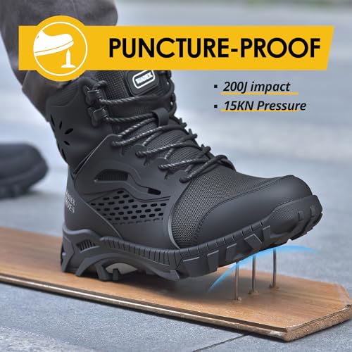 SUADEX Steel Toe Boots for Men Women Waterproof Arch Support Work Construction Indestructible Safety Boots - Image 3