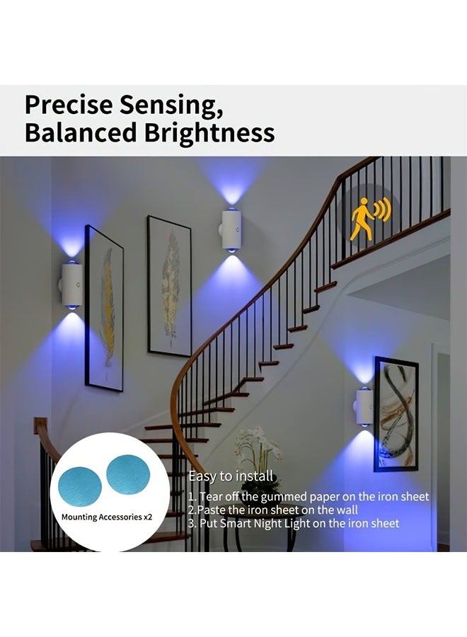 هومستر ضوء ليلي قابل لإعادة الشحن مع مستشعر الحركة، ضوء محيط متدرج، مصباح داخلي غير قابل للتعتيم، مصابيح سلم مغناطيسية، مناسبة للمدخل، جانب السرير، المكتب، خزانة الملابس - Image 4
