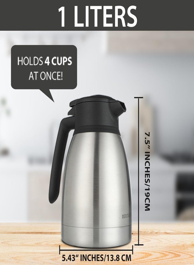 Heritage66 Thermal Coffee Carafe 34oz / 1L -Insulated Hot Beverage Dispenser, Triple Walled Stainless Steel Vacuum Coffee Carafe Dispenser For Keeping Water Tea Coffee Hot or Cold - Image 2
