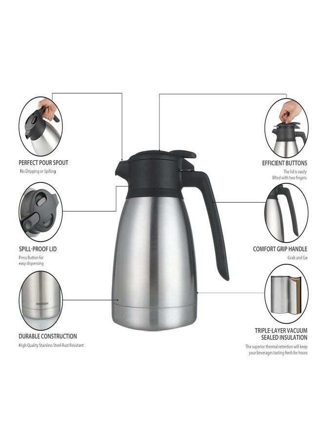 Heritage66 Thermal Coffee Carafe 34oz / 1L -Insulated Hot Beverage Dispenser, Triple Walled Stainless Steel Vacuum Coffee Carafe Dispenser For Keeping Water Tea Coffee Hot or Cold - Image 4