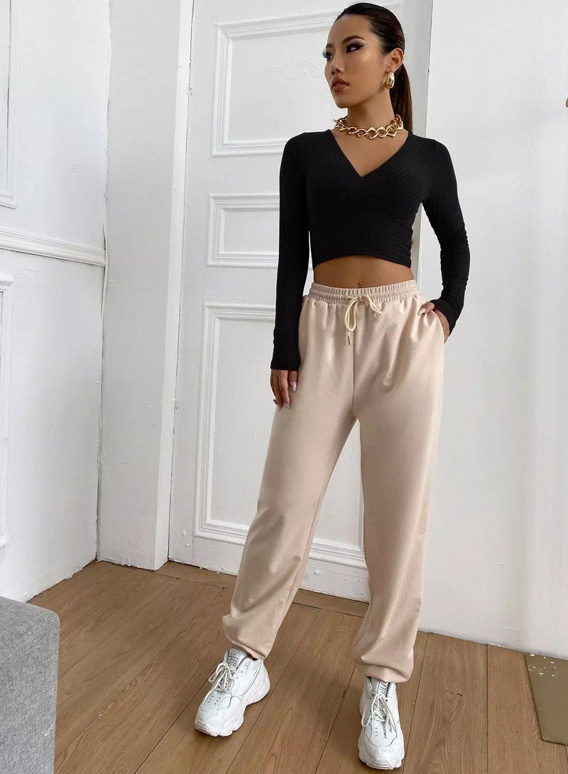 Solid Rib-knit Crop Tee  - Image 3