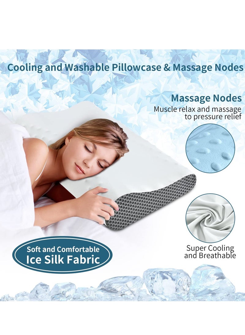 Memory Foam Neck Pillow for Sleeping Cooling Pillow Contour Pillows for Neck and Shoulder Pain Relief Ergonomic Orthopedic Cervical Pillow for Side Back Stomach Sleepers 2 Height Options - Image 2