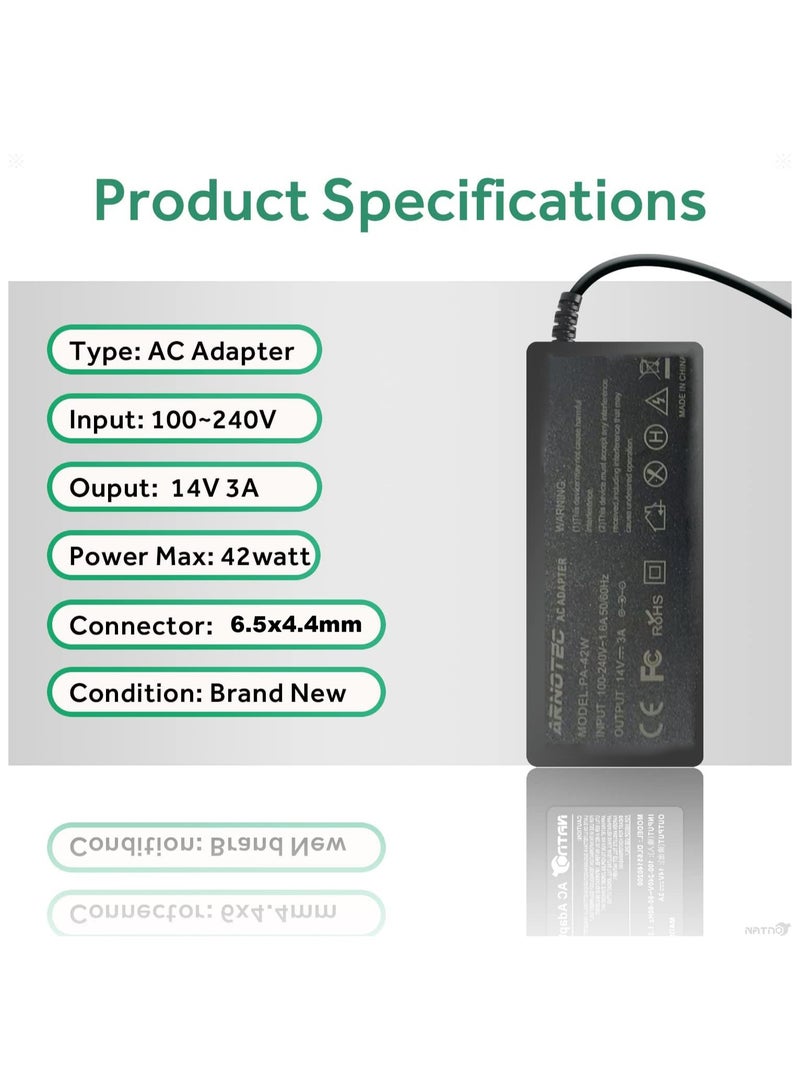 ARNOTEC 14V 3A AC Adapter Power Supply Charger for Samsung LED LCD Monitor – Compatible with SyncMaster S22A300B S22E310H S20A350B S27D390H S24B300H UE590 UE510 and More, 6.5x4.4mm Tip, 42W  - Image 5