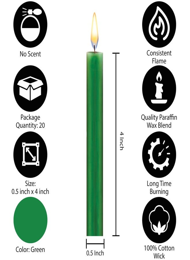 Dinil Spell & Chime Candles (40 Green Mini Taper Candles) 4" x 1/2" Premium for Rituals, Birthdays, Altar, Chime - Image 2