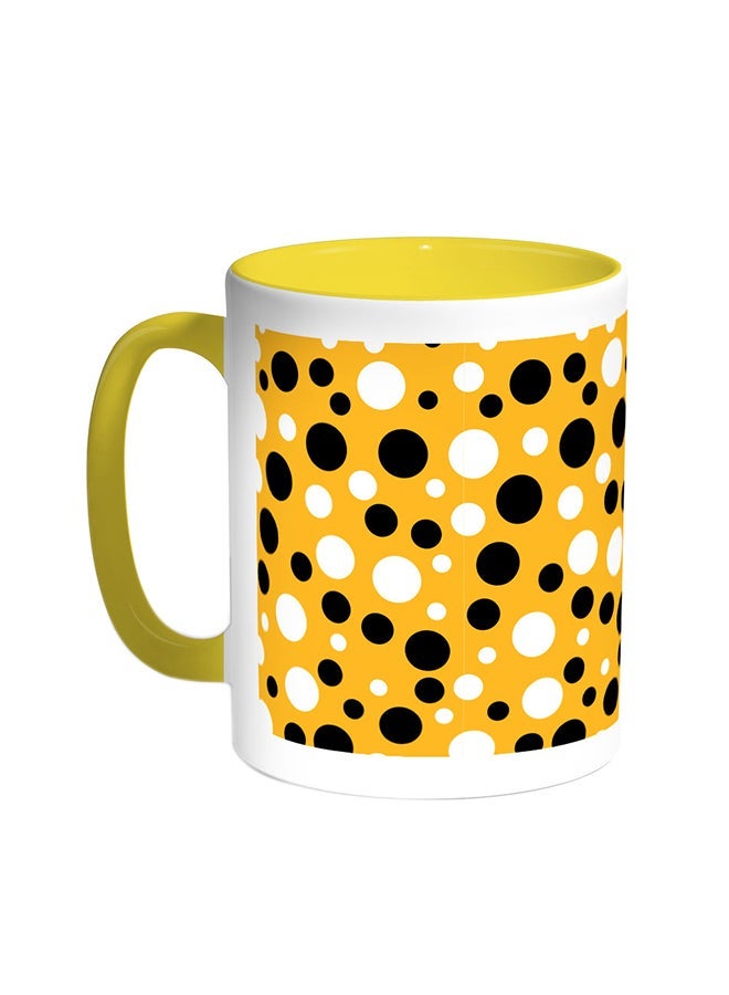 RYN Small And Big Balls Printed Coffee Mug Yellow/White 11ounce