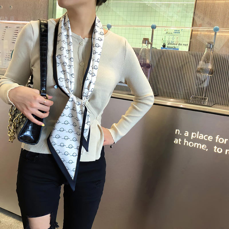 vimate Fashion Neck Scarf for Women-Fall Skinny Long Purse Scarf for Handbags Handle Satin Scarf for Hair Headband (Style 24) - Image 4
