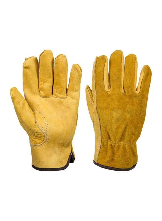 NIBEMINENT Pair Of Leather Wear-Resistant Gloves Yellow 17cm  - Image 1