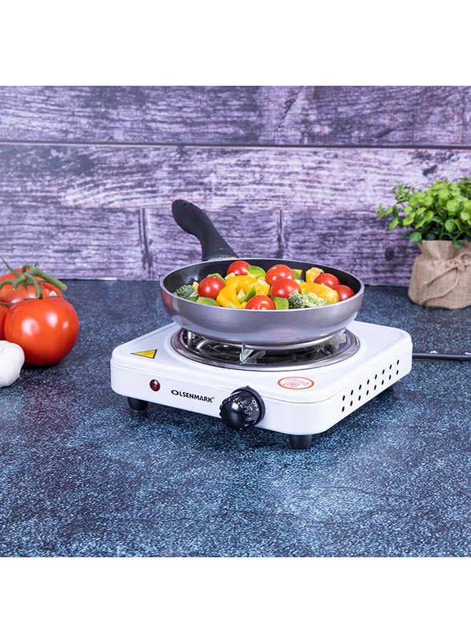 Olsenmark Single Burner Spiral Hot Plate with Various Heating Settings, Auto-Thermostat Control, Overheat Protection, Indicator Light, Compact & Portable 1000 W OMHP2201N White - Image 3