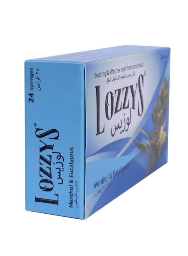 LOZZYS Menthol & Eucalyptus for Sore Throat and Blocked Nose, Dual Anti-Bacterial Action, Fast Effective Relief from the Symptoms of Sore Throat, 24 Lozenges - Image 2