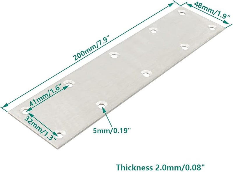 4 Pcs Heavy Duty Stainless Steel Mending Plates 200x48x2mm With Mounting Screws - Image 3