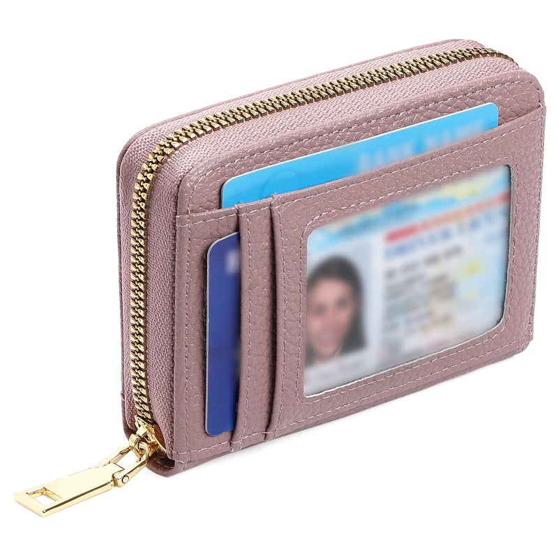 GAEKEAO Wallet Women RFID Blocking Leather Small Compact Zip-Around Credit Card Holder with ID Window & Zipper Pocket - Image 1