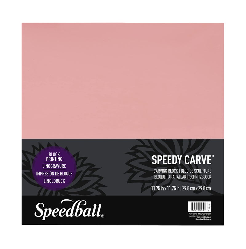Speedball Speedy-Carve Block Printing Carving Block, Square, Pink, 11-3/4 x 11-3/4 Inches, Linoleum for Printmaking - Image 1