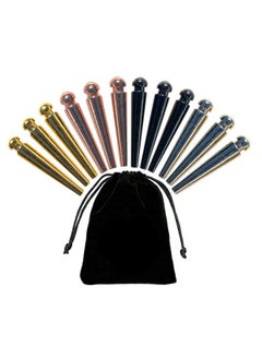 WE Games Easygrip Metal Cribbage Board Pegs And Velvet Pouch Set Of 12 Pins (3 Brass 3 Chrome 3 Black 3 Copper)  - Image 1