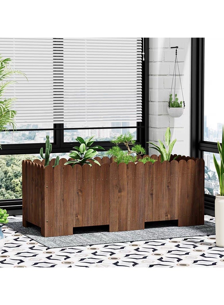 LINGWEI Versatile Rectangular Wooden Planter Box Elegant Indoor & Outdoor Flower Pot for Plants Succulents Vegetables and Flowers Stylish Garden Decor for Terrace & Home - Image 5