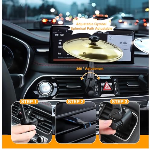 MTRoyaldia Car Cymbal Air Vent, Mini Drum Crash Cymbal For Car Vent, Crisp Metallic Sound Make Music Lover Driving More Fun, Compact Car Accessory for Most Vehicles, Easy Installation and Rugged - Gold - Image 4