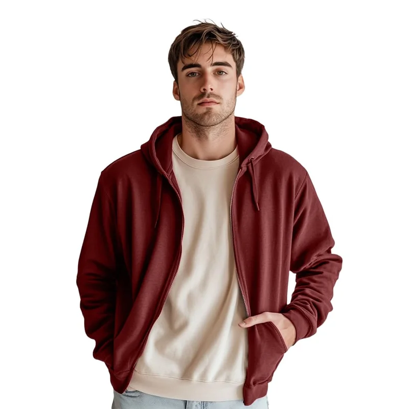 Maroon Hooded Sweatshirt for Men