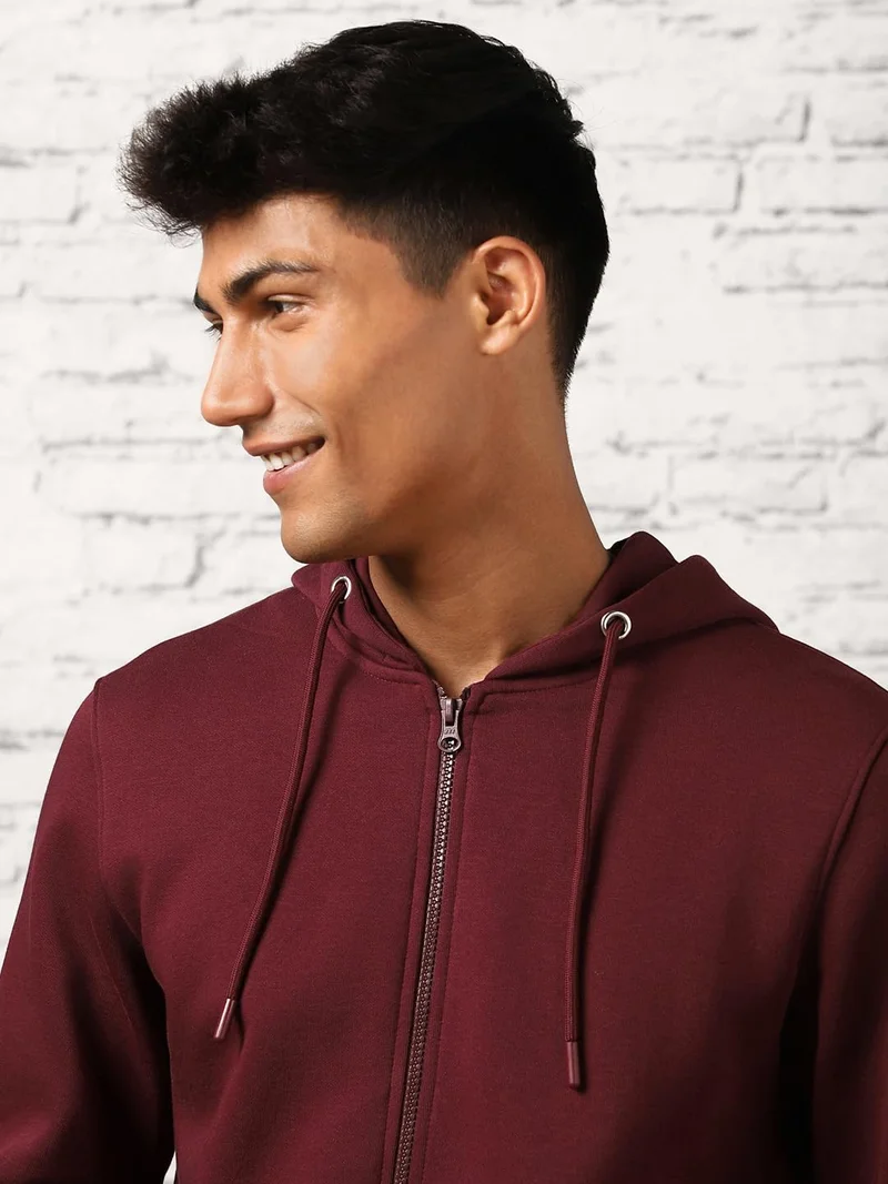 NOBERO  Maroon Hooded Sweatshirt for Men for Men | Best Price UAE