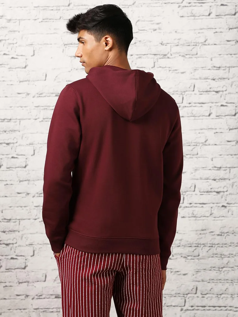 NOBERO  Maroon Hooded Sweatshirt for Men for Men | Best Price UAE