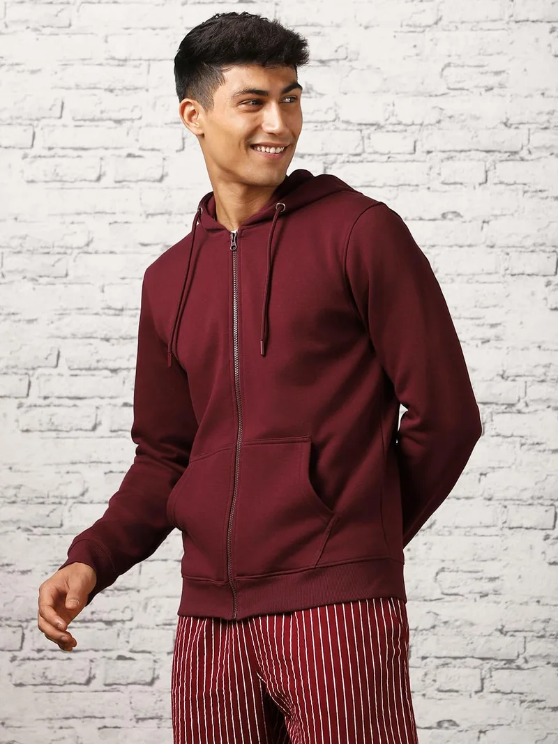 NOBERO  Maroon Hooded Sweatshirt for Men for Men | Best Price UAE