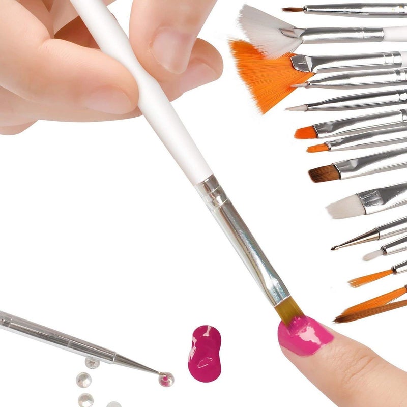 Mf ® UV Gel Acrylic Nail Painting Brushes/Drawing Pen/Nail Art Design Painting Tool Pen Polish Nail Brush Set Of - 15 Pieces - White. - Image 5