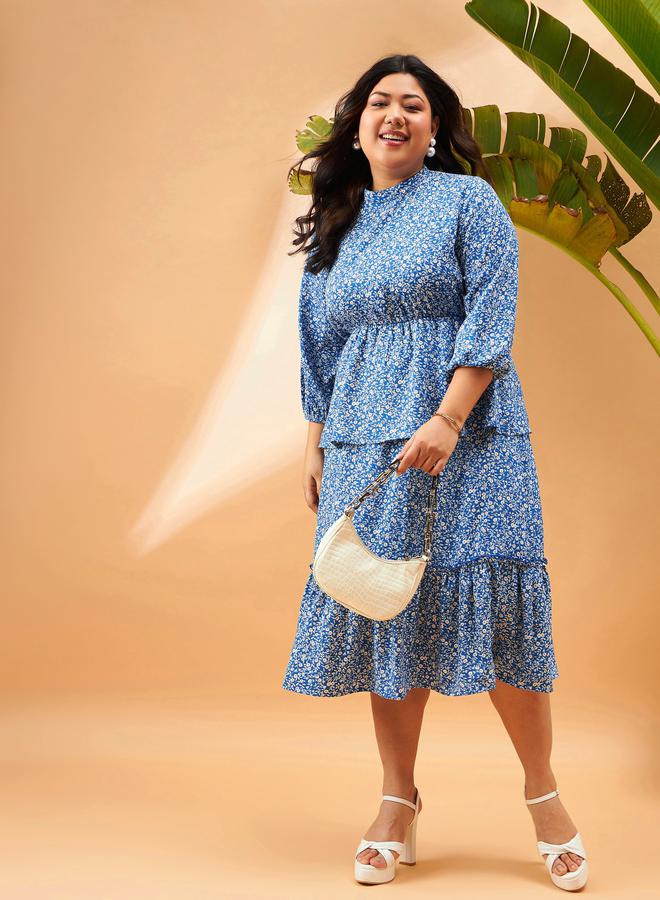 SASSAFRAS Floral Tiered Midi Dress - Image 1