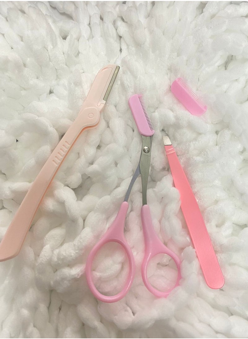 ORiTi - Eyebrow Grooming Kit Eyebrow Tweezers Lightweight Stainless Steel Eyebrow Scissors with Comb Folding Eyebrow Scraper Salon Use P - Image 1