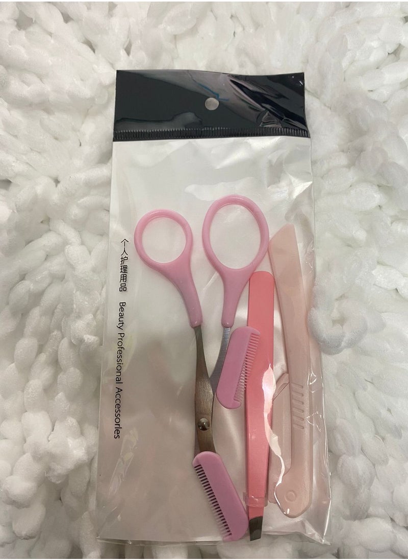 ORiTi - Eyebrow Grooming Kit Eyebrow Tweezers Lightweight Stainless Steel Eyebrow Scissors with Comb Folding Eyebrow Scraper Salon Use P - Image 1