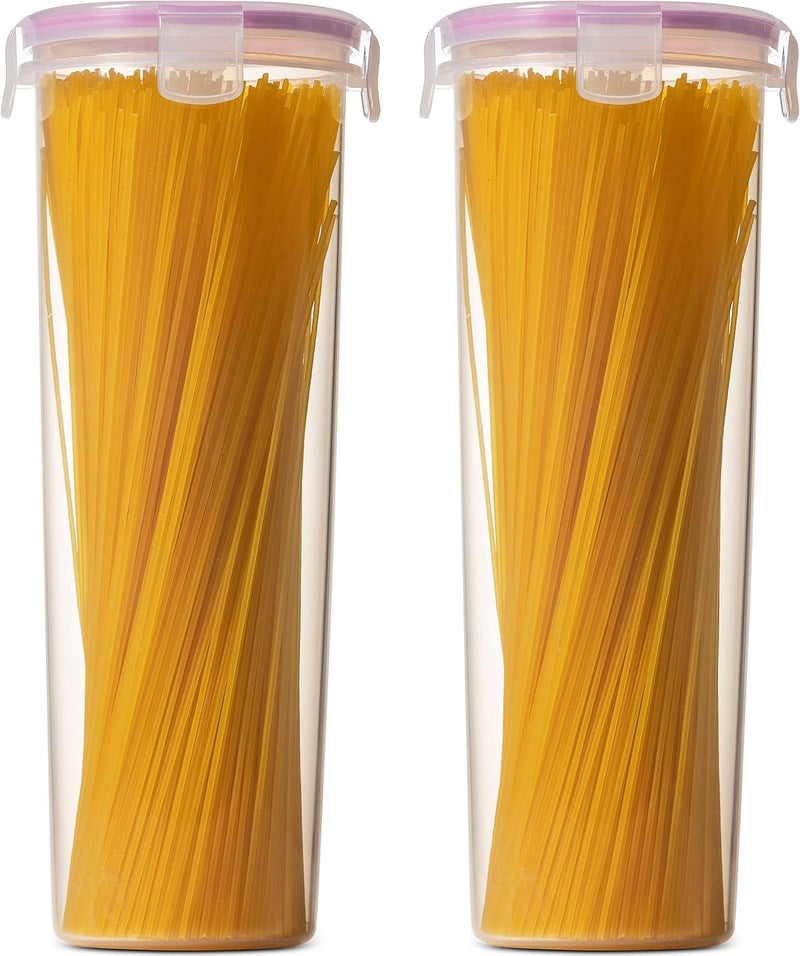 komax Spaghetti Container – Dry Food Storage Containers with Lids – BPA-Free Round Plastic Canister Set for Pasta Storage – Pasta Containers for Pantry - Dishwasher Safe Airtight Containers (Set of 2) - Image 2