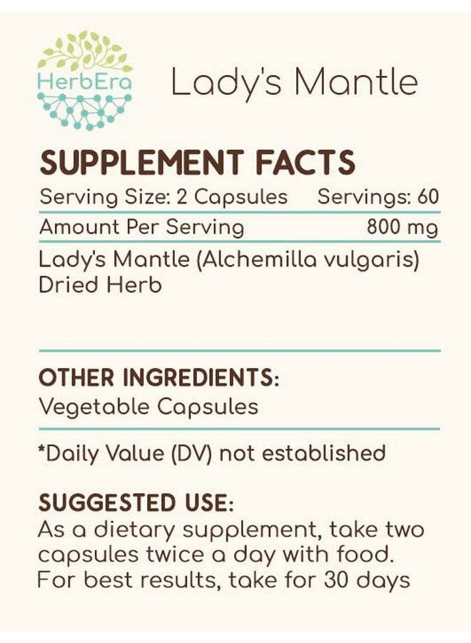 HerbEra Lady's Mantle 120 Capsules, 400 mg, Lady's Mantle (Alchemilla vulgaris) Dried Herb (120 Capsules) - Image 4
