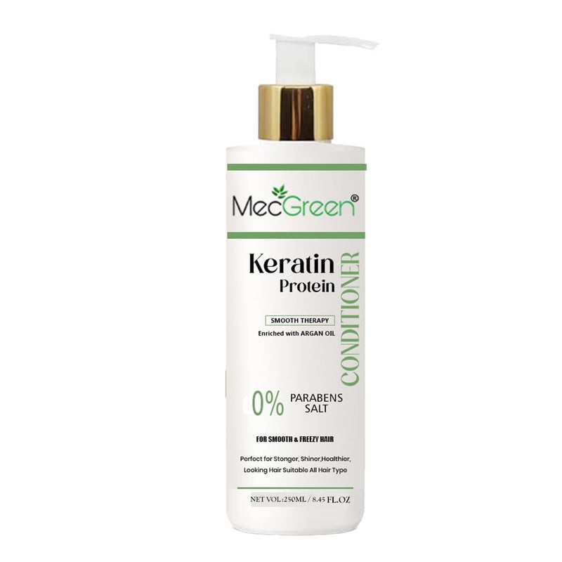 MECGREEN Keratin Smooth Conditioner 250 Millilitre For Smoother Shinier Hair With Keratin Moroccan Argan Oil Pack of 1 Standard - Image 1