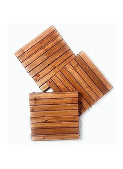 HOME TASTE Hometaste Wooden Floor Decking Tiles Timberlock - Interlocking Wood Tiles For Balcony, Garden, Home, Office - 30X30 Cm - Pack Of 10  - Image 1