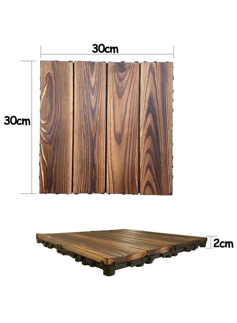 HOME TASTE Hometaste Wooden Floor Decking Tiles Timberlock - Interlocking Wood Tiles For Balcony, Garden, Home, Office - 30X30 Cm - Pack Of 10  - Image 2