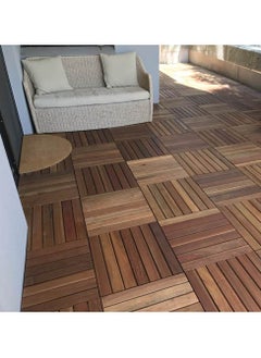 HOME TASTE Hometaste Wooden Floor Decking Tiles Timberlock - Interlocking Wood Tiles For Balcony, Garden, Home, Office - 30X30 Cm - Pack Of 10  - Image 3
