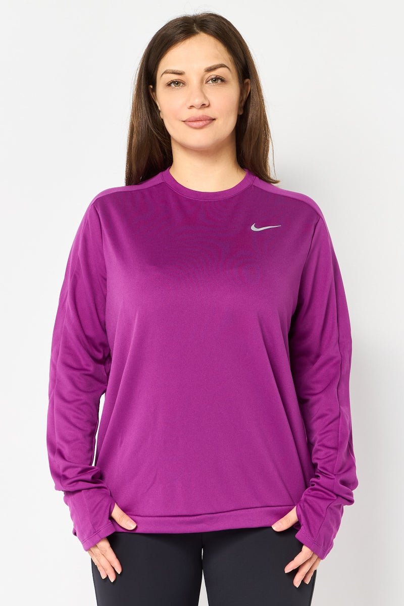 Nike بلوزة جري طويلة الأكمام للنساء بتقنية دري فيت، بنفسجي - Image 1