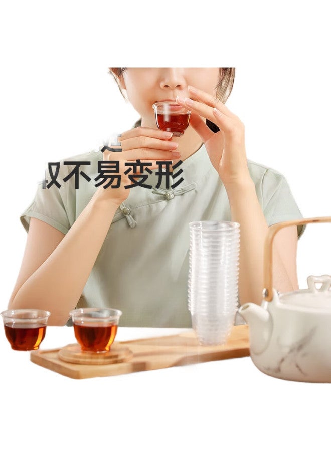 Maryya Meili Ya Disposable Tea Cups, 60Ml*100 Pieces, Thickened Aviation Space Plastic Kung Fu Tea Cups, Food-Grade, Heat-Resistant Cups - Image 3