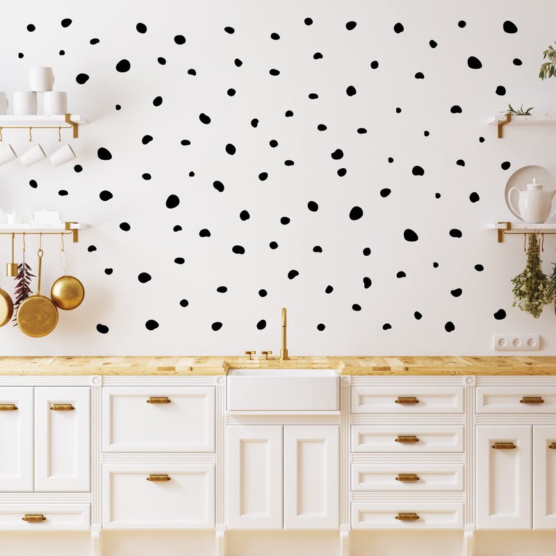 WALL PALZ Decalcomania Irregular Black Dots Wall Decals - Set of 216 Small Dalmation Dot Wall Stickers for Classroom Bedroom Living Room Nursery Bathroom Decor Removable Peel and Stick Indoor Wall Decor - Image 1