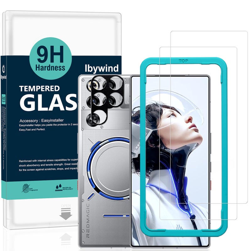 Ibywind for ZTE nubia RedMagic 11 Pro/11 Pro+ 5G Screen Protector,2 Pack,9H Hardness Tempered Glass and Camera Lens Protector,with Alignment Frame,Full Coverage,Bubble Free,Fingerprint Unlock - Image 1