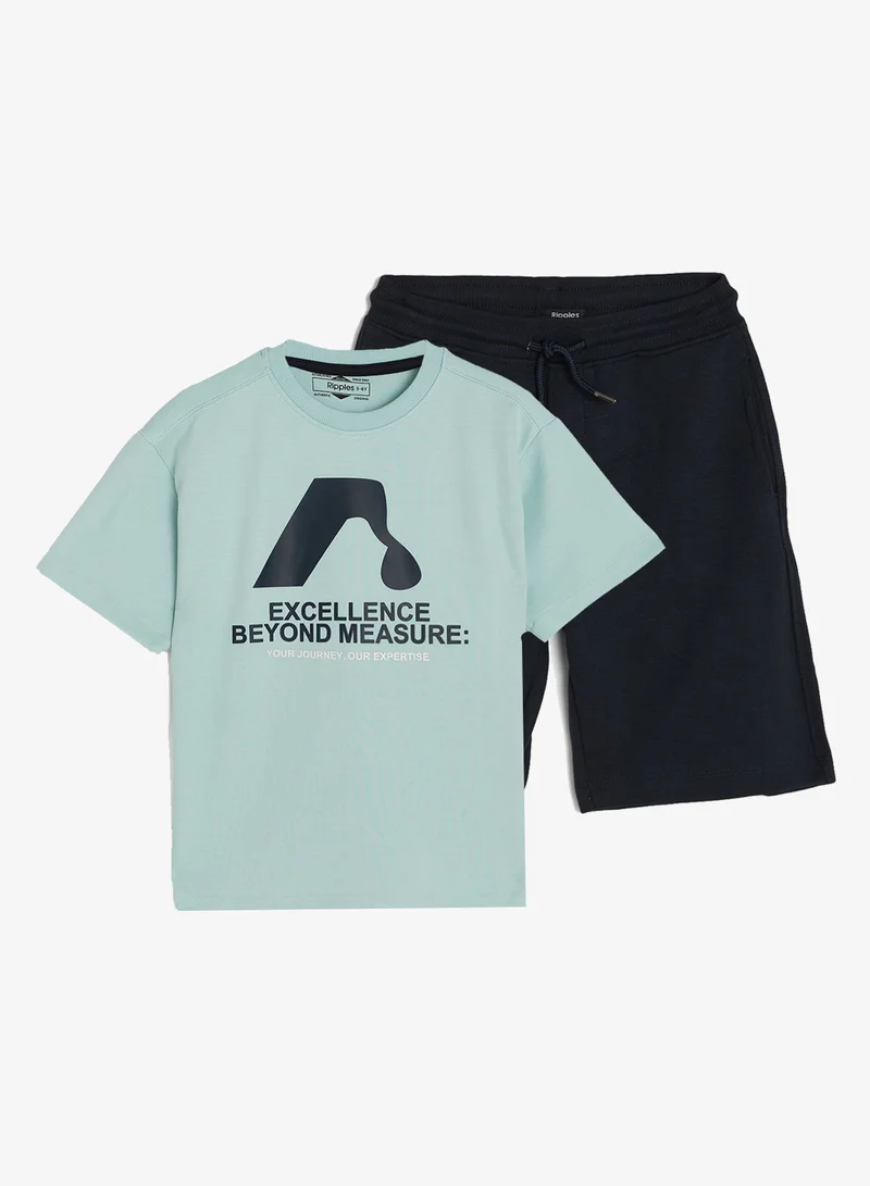 ريبلز مع نمشي Boys Drop Shoulder T-shirt & Shorts Set