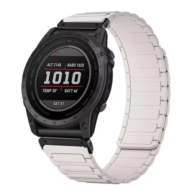 S-TOP For Garmin 22mm Three Beads Magnetic Silicone Watch Band(Starlight+Black Connector) - Image 1