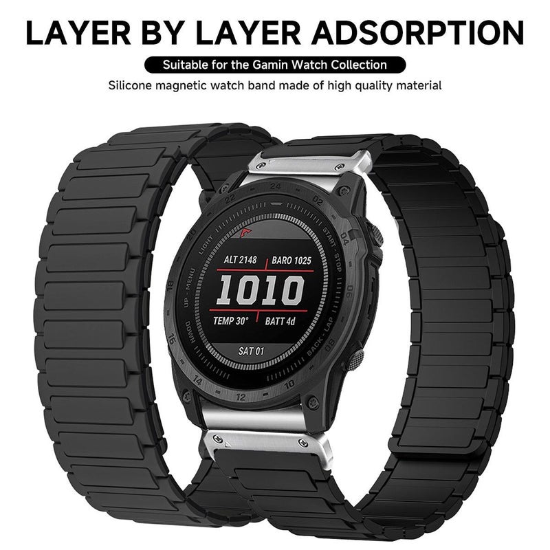 S-TOP For Garmin 22mm Three Beads Magnetic Silicone Watch Band(Starlight+Black Connector) - Image 3