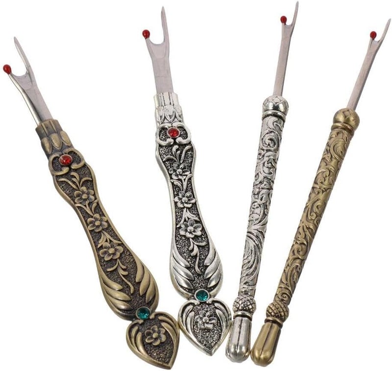 diyhub 4 Pcs Sewing Seam Rippers,Vintage Stitch Eraser Retro Alloy Metal Seam Sewing Thread Ripper for Suture Removal Sewing Accessory Tools - Image 4
