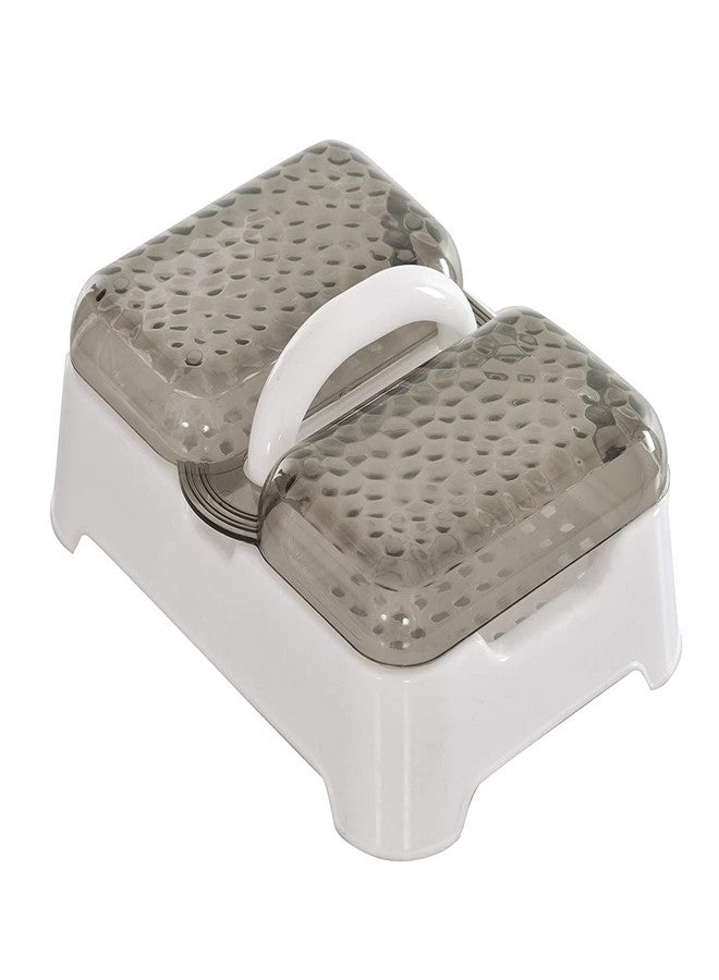 Tekzie Plastic Medium Size Double Sealed Drain Soap Dish Tray Holder with Handle & Lid Cover Box Soap Case Holder (Pack of 1) (Random Color Will Be Sent) - Image 1