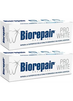 Biorepair : "Pro White" Whitening Toothpaste with microRepair - 2.5 Fluid Ounce (75ml) Tubes (Pack of 2) [ Italian Import ]  - Image 1