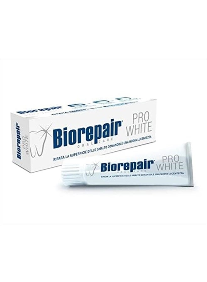 Biorepair معجون أسنان "برو وايت" لتبييض الأسنان مع microRepair - 2.5 أونصة سائلة (75 مل) أنابيب (عبوة من 2) [استيراد إيطالي] - Image 2